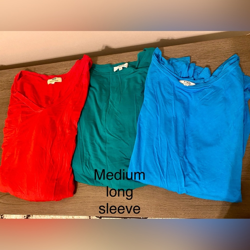Red, Green, and Blue Long Sleeve Tops